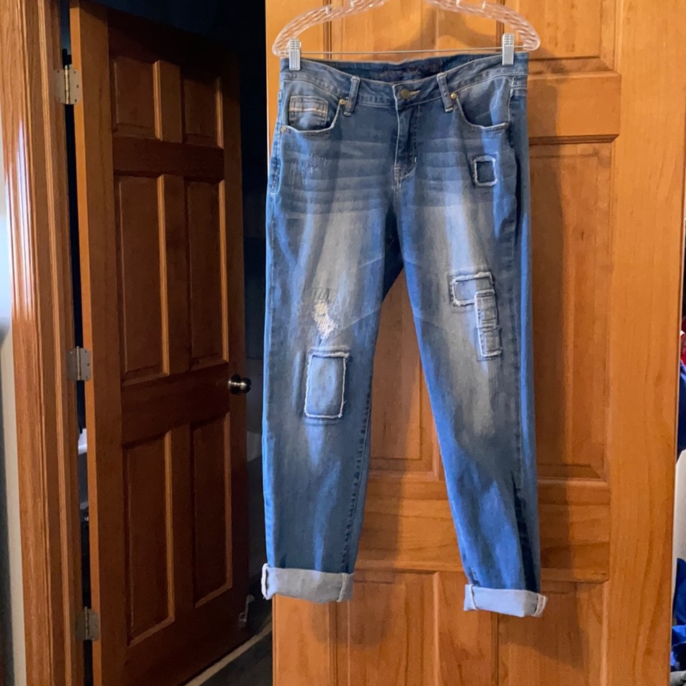 JAG Distressed, Cropped, Relaxed Boyfriend Jeans